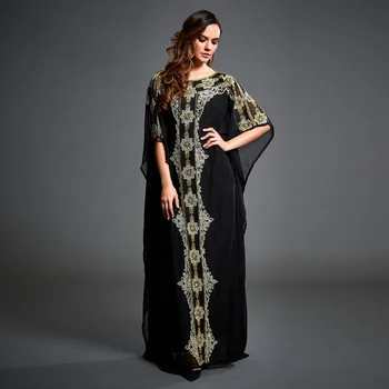 Роскошное Марокканское платье-кафтан Abaya, мусульманское Черное Арабское платье Для женщин, шифоновые макси-платья с принтом, Турецкое кимоно, Малайзийский халат 2021 г.