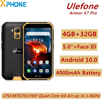 Ulefone Armor X7 Pro Прочный Телефон 4 ГБ 32 ГБ IP68 IP69K Водонепроницаемый Противоударный Face ID 4000 мАч 5,0 дюймовый Android 10,0 смартфон