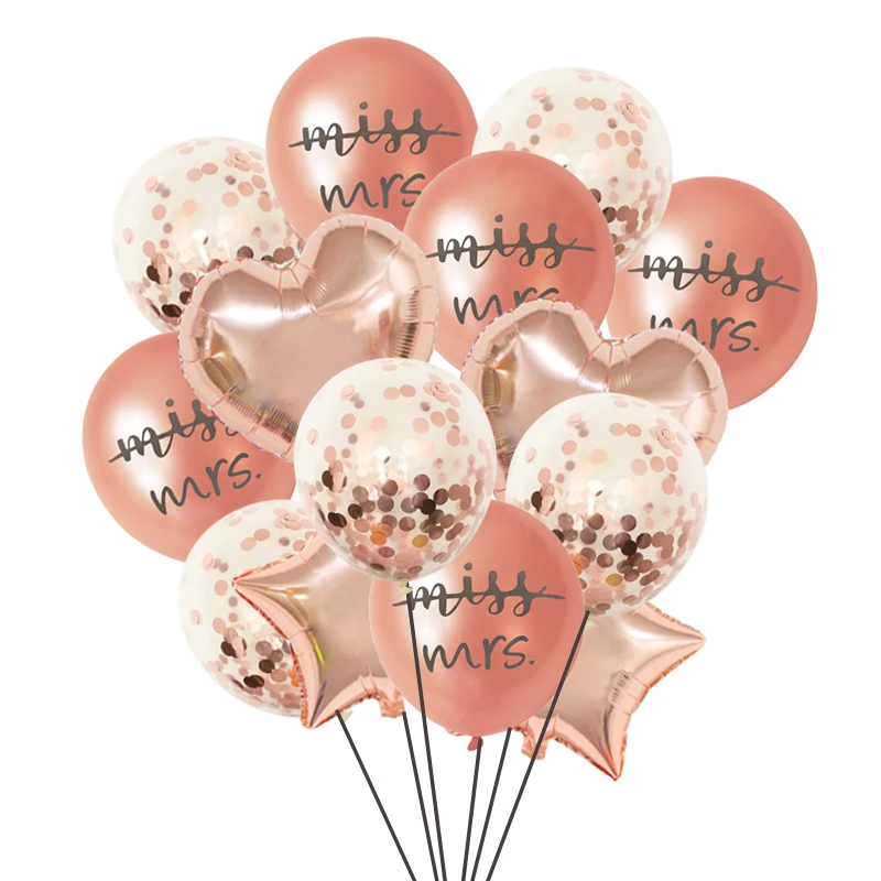 10шт Латексных воздушных шаров Rosegold Miss To Mrs для девичника, Конфетти из воздушных шаров, Свадебное украшение, Принадлежности для свадебного душа. Изображение 0