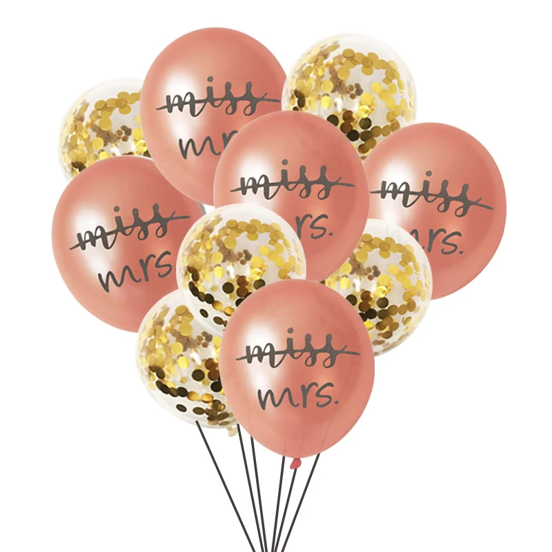 10шт Латексных воздушных шаров Rosegold Miss To Mrs для девичника, Конфетти из воздушных шаров, Свадебное украшение, Принадлежности для свадебного душа. Изображение 2