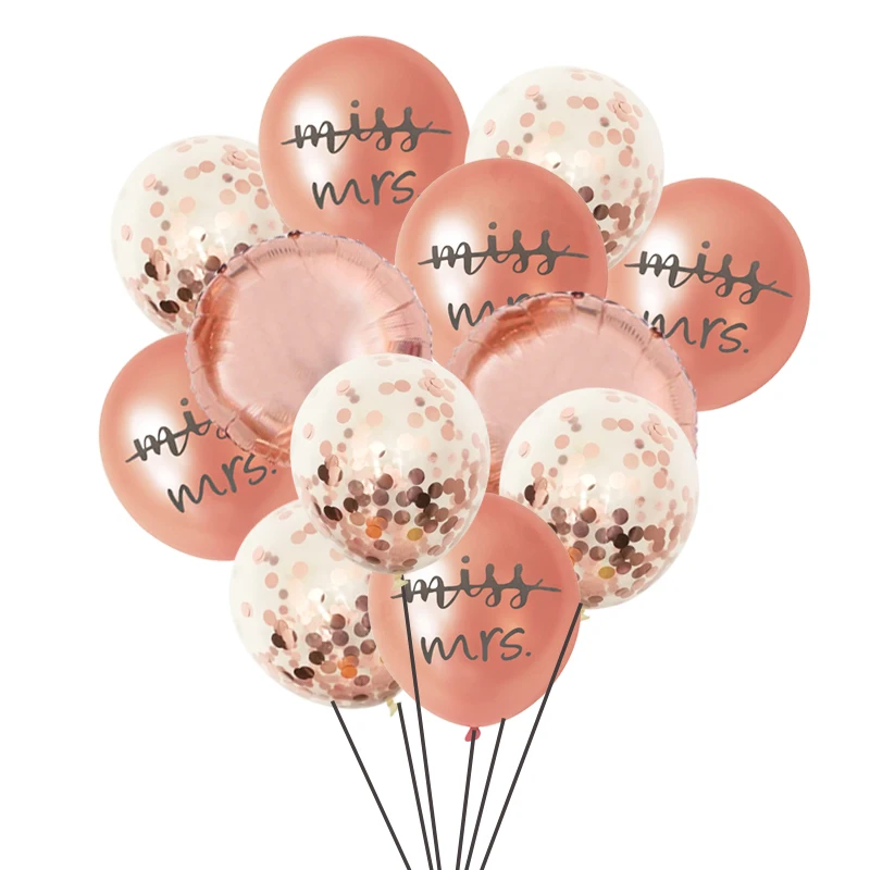 10шт Латексных воздушных шаров Rosegold Miss To Mrs для девичника, Конфетти из воздушных шаров, Свадебное украшение, Принадлежности для свадебного душа. Изображение 3