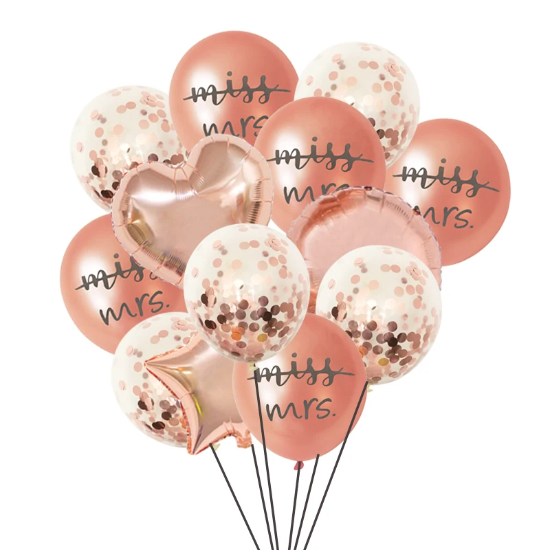 10шт Латексных воздушных шаров Rosegold Miss To Mrs для девичника, Конфетти из воздушных шаров, Свадебное украшение, Принадлежности для свадебного душа. Изображение 4