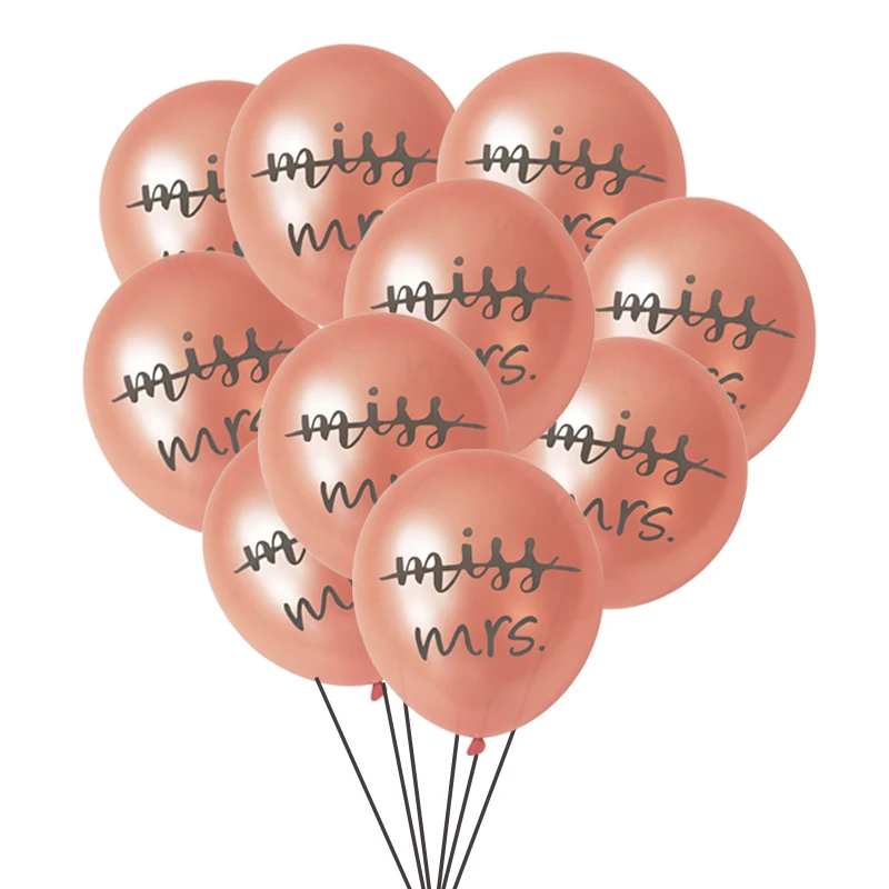 10шт Латексных воздушных шаров Rosegold Miss To Mrs для девичника, Конфетти из воздушных шаров, Свадебное украшение, Принадлежности для свадебного душа. Изображение 5
