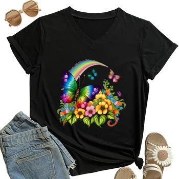 Женская футболка с принтом Бабочки Y2K, Эстетическая Одежда для Леди, Harajuku, Хип-Хоп, Уличная Одежда, Новые Модные Футболки, Корейская Одежда