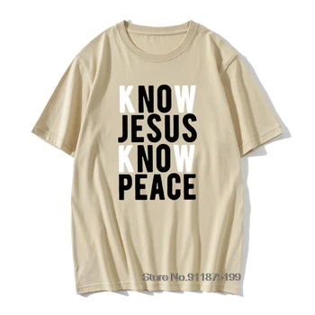 Мужские футболки Know Jesus Know Peace Christian, новинка, футболки с круглым вырезом и коротким рукавом, футболка из хлопчатобумажной ткани, черная футболка