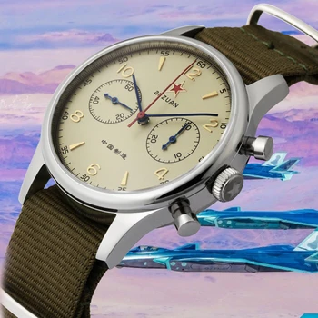Механизм St1901 Винтажные часы Pilot Aviator 1963 года, хронограф, мужские сапфировые водонепроницаемые механические наручные часы для мужчин