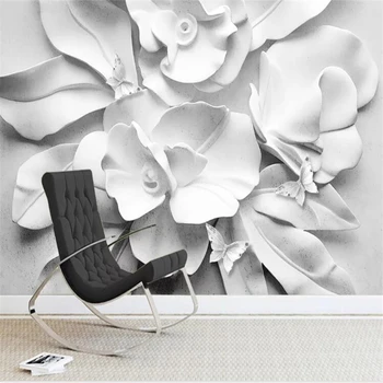 обои wellyu на заказ papel de parede, современная минималистичная атмосфера, 3D рельефный цветочный фон для телевизора, дивана, стены, tapeta tapety