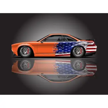 2шт Ливрея Автомобиля с Американским Флагом, Графика Гоночного Автомобиля, Абстрактная Наклейка С Флагом, Литая Виниловая Пленка, Наклейка На Автомобиль Универсального Размера (Тип 1)