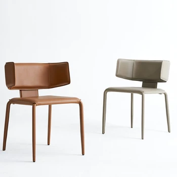 Итальянские обеденные стулья с подлокотниками, кожаное минималистичное Уникальное офисное кресло для отдыха, дизайнерское седло, спинка стола, мебель для дома Cadeira