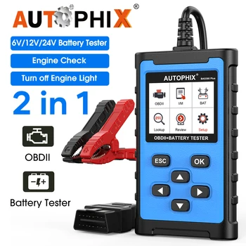 Autophix BAS300 Plus Автомобильный сканер OBD2 Считыватель кода OBD 2 Инструменты диагностики автомобиля Проверка двигателя 6/12/24V Тестер батареи 2-в-1