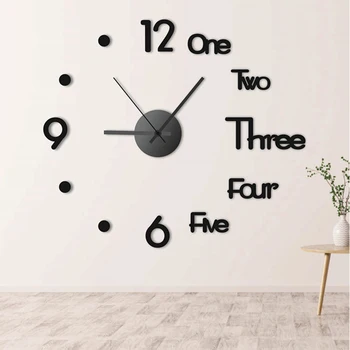 3D Настенные Часы Зеркальные Наклейки DIY Креативное Украшение Модные Клейкие Немой Подвесные Часы Гостиная Домашний Декор Акриловый Horloge