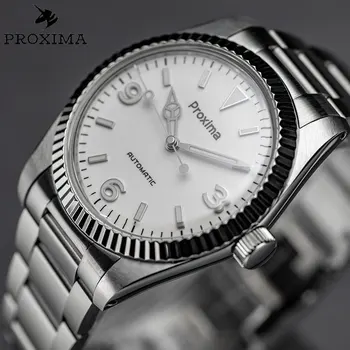 Мужские часы Proxima 39 мм Бизнес класса Люкс Сапфир PT5000 Автоматические механические наручные часы с резьбой по рифленому безелю 10 АТМ Diver