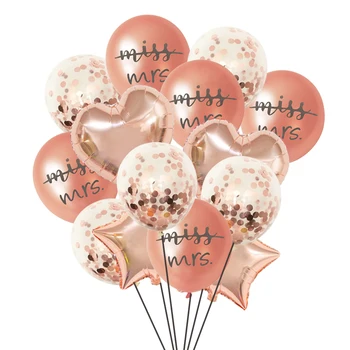10шт Латексных воздушных шаров Rosegold Miss To Mrs для девичника, Конфетти из воздушных шаров, Свадебное украшение, Принадлежности для свадебного душа.
