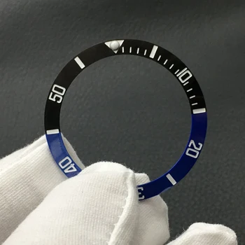 Аксессуары для часов 38-мм керамическое кольцо, двухцветный черно-синий кольцевой мундштук, подходит для NH35, NH36 8215