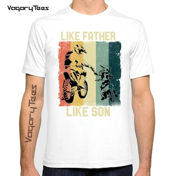 Винтажная футболка для мотокросса Dirt Bike Like Father Like Son С короткими рукавами, Футболка С Круглым вырезом, Повседневная Футболка для езды на велосипеде, Футболка