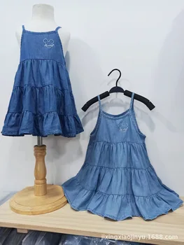 Новое детское платье-комбинация из джинсовой ткани для девочек Tencel, легкое летнее дышащее классное платье для девочек