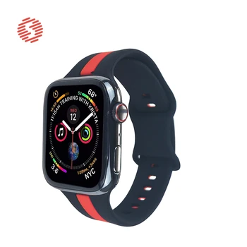 Двухцветный Мягкий Силиконовый ремешок ShengOne Для Apple Watch Series 8 7 6 SE 5 4 3 45 44 42 41 40 38 ММ, Спортивный Браслет С двойной пряжкой