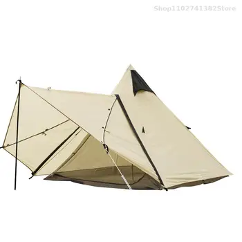 Открытый Кемпинг Индийская Палатка Солнцезащитный Крем Водонепроницаемая Пирамида Минарет Палатка Двухслойная 210D Брезентовая сверхлегкая палатка для 2 человек