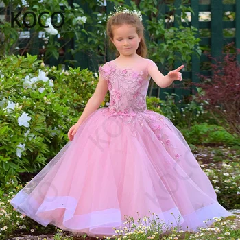 JONANY Baby Princess Платья с цветочным узором для девочек, аппликации, Бальное платье с бантом, Праздничное платье на День рождения, Халатик Демуазель, Церемония Первого причастия
