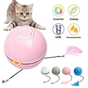 Игрушка для домашних кошек со светодиодной подсветкой cat ball USB зарядка smart cat toy электрический катящийся мяч под названием call ball