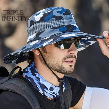 2021 новая мода лето ведро шляпы ковбойские для мужчин открытый рыбалка пешие прогулки пляж головные уборы камуфляж складной дышащий анти-УФ солнцезащитная кепка