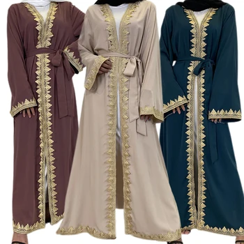 Женское Мусульманское Кимоно Рамадан Кафтан Турция Исламская Одежда Мусульманские Женщины Дубай Открытая Абая Скромный Халат Кафтан Мрокаин Джилбаб