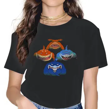 Классическая женская футболка Bohemian Jaws, анимированная винтажная футболка с изображением уличных акул, футболка с круглым вырезом и коротким рукавом