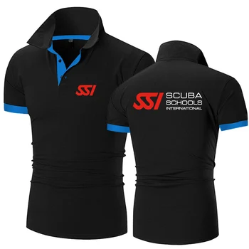 Рубашка поло с принтом Scuba Diving Dive SSI Мужские летние шорты-поло с короткими рукавами, дышащая деловая одежда, футболка