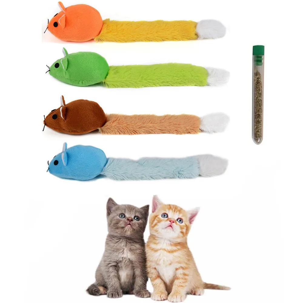 1ШТ Длиннохвостая мышь, игрушки для кошек, забавные игрушки для домашних животных, игрушки для кошек, обучающие мышей, забавные игрушки для игр, интерактивные с кошачьей мятой, 4 цвета Изображение 0