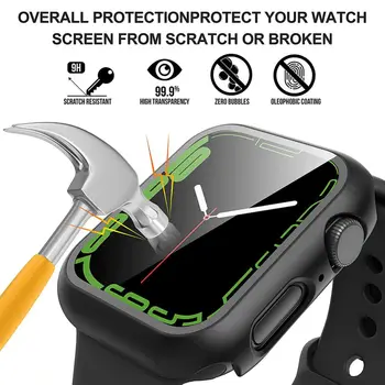 2 шт. защитный силиконовый чехол для Apple Watch Series 7 41/45 мм, ультратонкий жесткий чехол-бампер для ПК, универсальная защитная пленка для экрана