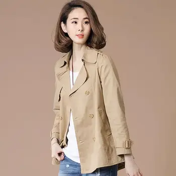 Модная женская куртка в корейском стиле 2023, новинка весны, осенняя повседневная ветровка, женские однобортные тренчи, верхняя одежда, женская одежда X97