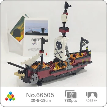 YZ 66505 Карибский пиратский корабль, череп, флаг, парусник, модель штурмовой лодки, мини-алмазные блоки, кирпичи, строительная игрушка для детей, без коробки
