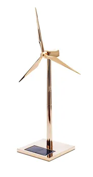 Модель солнечного вентилятора Золотая ветряная турбина Ветряная мельница Продвижение ветроэнергетики Подарочные украшения для офиса