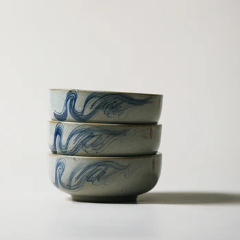 Керамическая миска для риса в японском стиле, ручная роспись, ретро-миски для десерта, бытовая посуда, 4,5-дюймовая салатница, CN (происхождение)