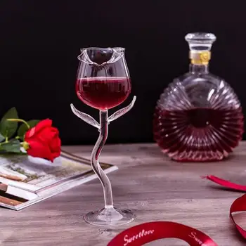 Винный бокал из высокого боросиликатного стекла, Изысканное устойчивое основание, прозрачный Бокал в форме розы, бокалы для шампанского для дома