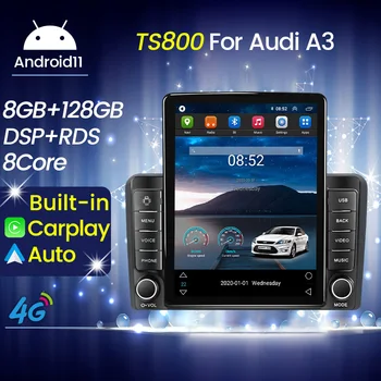 8 + 128 Г Android 11 Автомобильный Радиоприемник Стерео Для Tesla Vertical Audi A3 8P 2003-2012 S3 2006-2012 RS3 Sportback 2011 Мультимедийный Плеер GPS