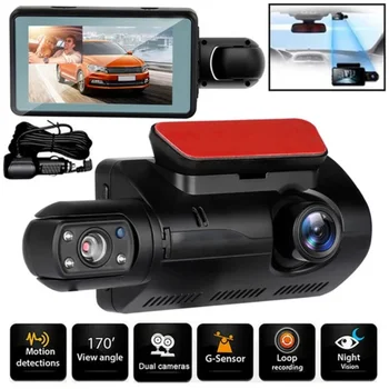 Двухобъективная видеорегистраторная камера для автомобилей, черный ящик, автомобильный видеорегистратор HD 1080P с Wi-Fi, ночное видение, G-сенсор, петлевая запись, Dvr, Автомобильная камера
