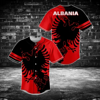 2023 Новый национальный герб Албании, Индивидуальное название, модная мужская бейсбольная майка с 3D принтом, повседневная бейсбольная рубашка в стиле хип-хоп