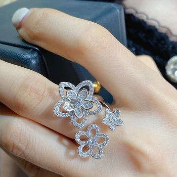 Новое чистое серебро 925 пробы, высококачественный модный бренд lady cherry blossom ring, сладкий цветок, изысканное кольцо, роскошные горячие ювелирные изделия