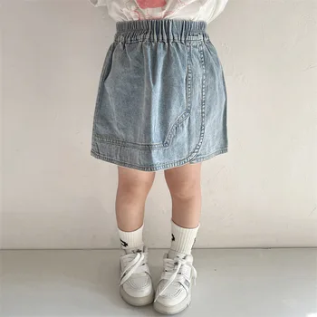 Новая летняя джинсовая юбка выше колена для маленьких девочек, детские модные универсальные повседневные юбки