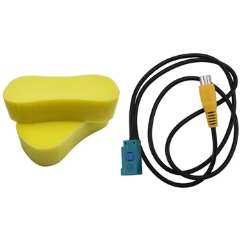 Парковочный адаптер для камеры заднего вида Fakra с кабелем RCA с суперпоглощающей многоцелевой губкой для чистки - желтый, 2 упаковки