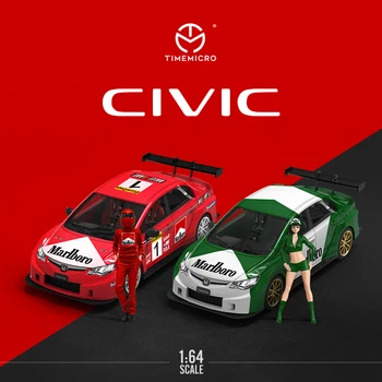 TIME MICRO 1:64 Красно-зеленая модель автомобиля Honda Civic