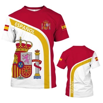 Испания, мужская футболка с 3D флагом, Испанская футболка с графическим принтом, винтажные топы большого размера с коротким рукавом, футболка, мужская одежда Camiseta