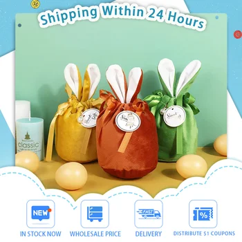 2022 Милый Кролик Подарочные Упаковочные Пакеты Бархатные Пасхальные Пакеты Дропшиппинг Кролик Шоколадные Пакеты Для Конфет Свадьба День Рождения Украшение Вечеринки