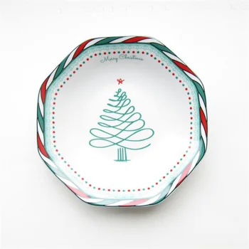 Милая мультяшная рождественская посуда 8-дюймовая восьмиугольная тарелка ins wind, термостойкая западная пищевая тарелка, Рождественская бытовая тарелка