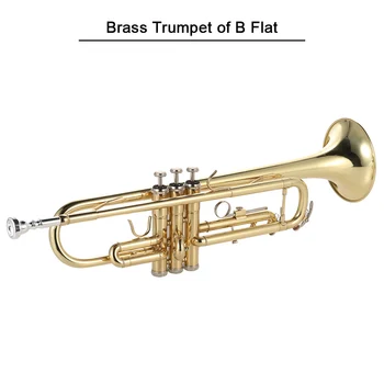 Труба Bb из плоской латуни, окрашенная золотом, изысканный прочный музыкальный инструмент с мундштуком, ремешок для перчаток, чехол, высококачественный инструмент