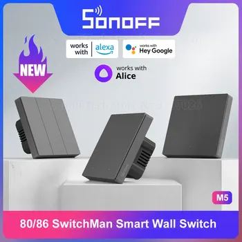 SONOFF M5 SwitchMan Smart WiFi Настенный Выключатель Механическая Локальная кнопка Управление Приложением Светодиодный Индикатор Регулируется через eWeLink Alexa Alice