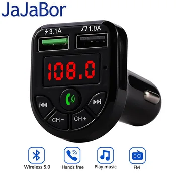 JaJaBor FM-передатчик FM-Модулятор Bluetooth 5.0 Автомобильный Комплект Беспроводной Громкой Связи Автомобильный MP3-плеер Dual USB 3.1A Автомобильное Зарядное Устройство