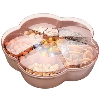Коробка для хранения закусок, лоток для закусок в форме цветка с крышкой, Коробка для хранения продуктов, Контейнер для фруктов, розовый