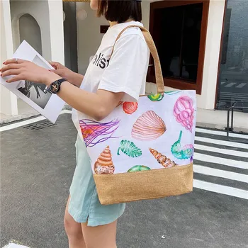 Модная складная Женская сумка большого размера, Женская повседневная сумка с цветочным принтом, Холщовая сумка с граффити, Пляжная сумка Bolsa Feminina